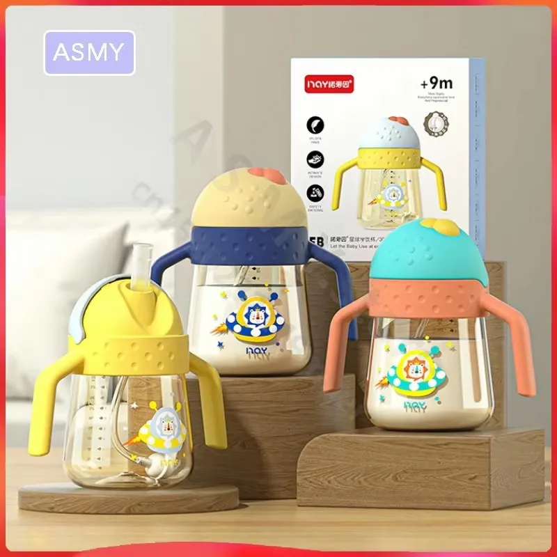 NAY Infant PPSU Learning Drinking Cup 300ML Baby Straw Sippy Cup With Handle Anti‑Leak Anti‑Choking Feeding Bottle BPA‑Free
