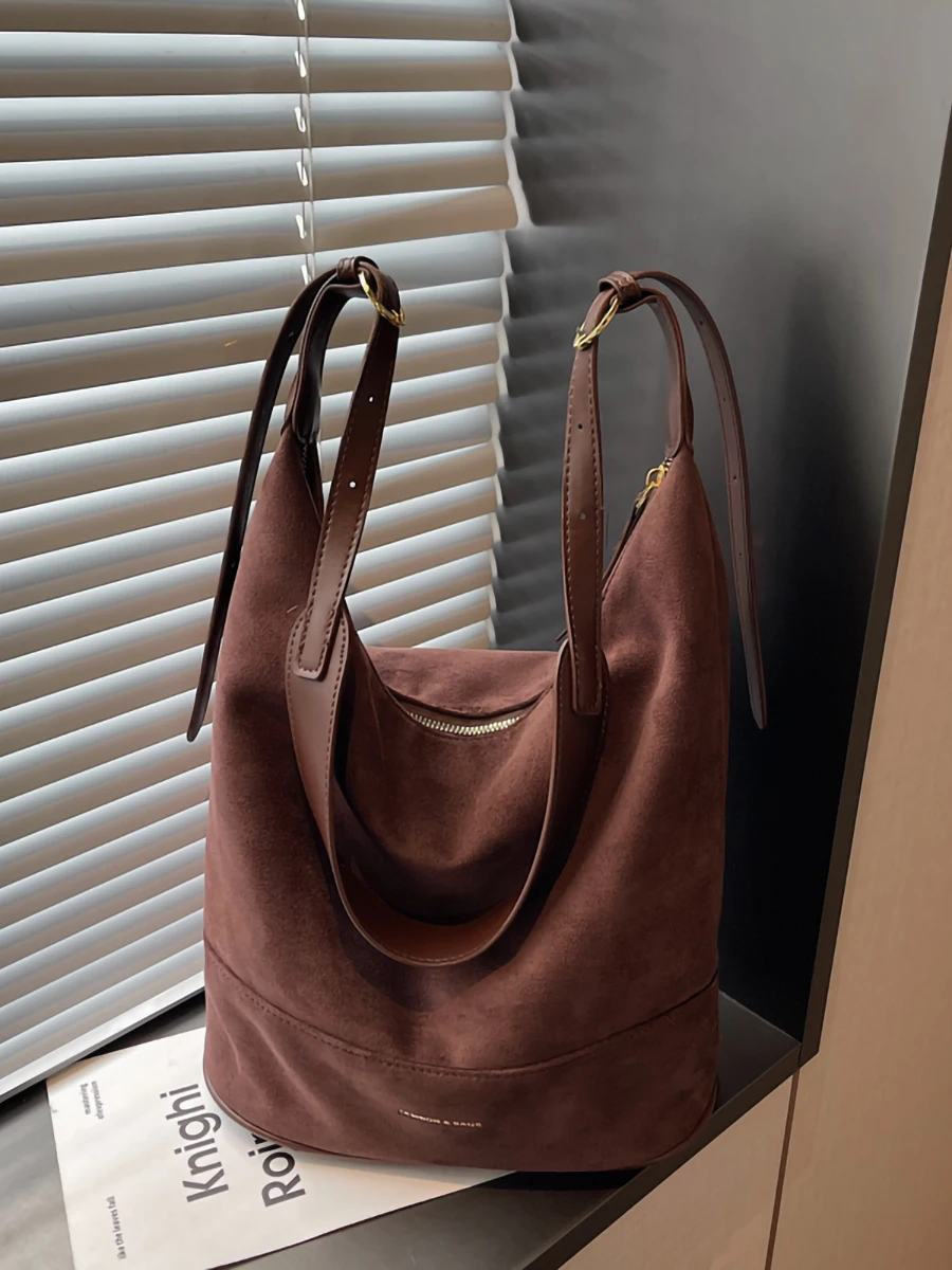 

Fall Winter Retro Suede Crossbody Bag Women's 2025 New Casual Commuter Buet Tote Bag Large Capaci Soft Leather Handbag