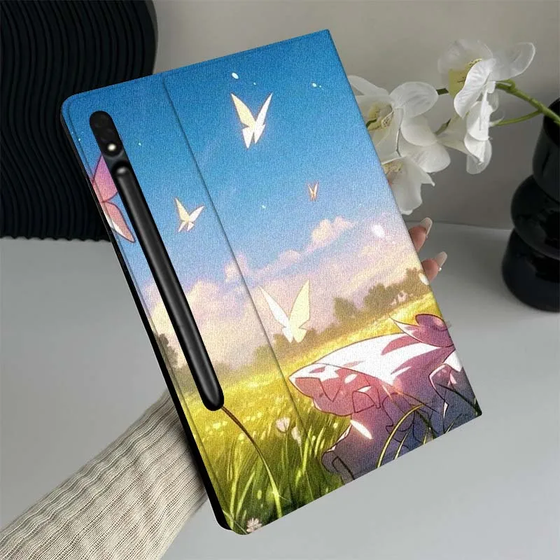 Rem Art Cartoon Anime لهاتف سامسونج جالاكسي تاب S9 S10 S6 S7 S8 FE Plus Lite بوصة غطاء قابل للطي حافظة لوحي #2