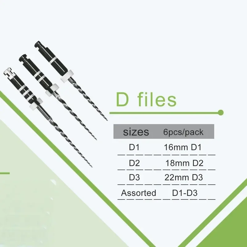 

6 шт./упак., эндодонтический файл для корневых каналов зубов, NiTi File D1-D3, используется для двигателя для возврата корневых каналов