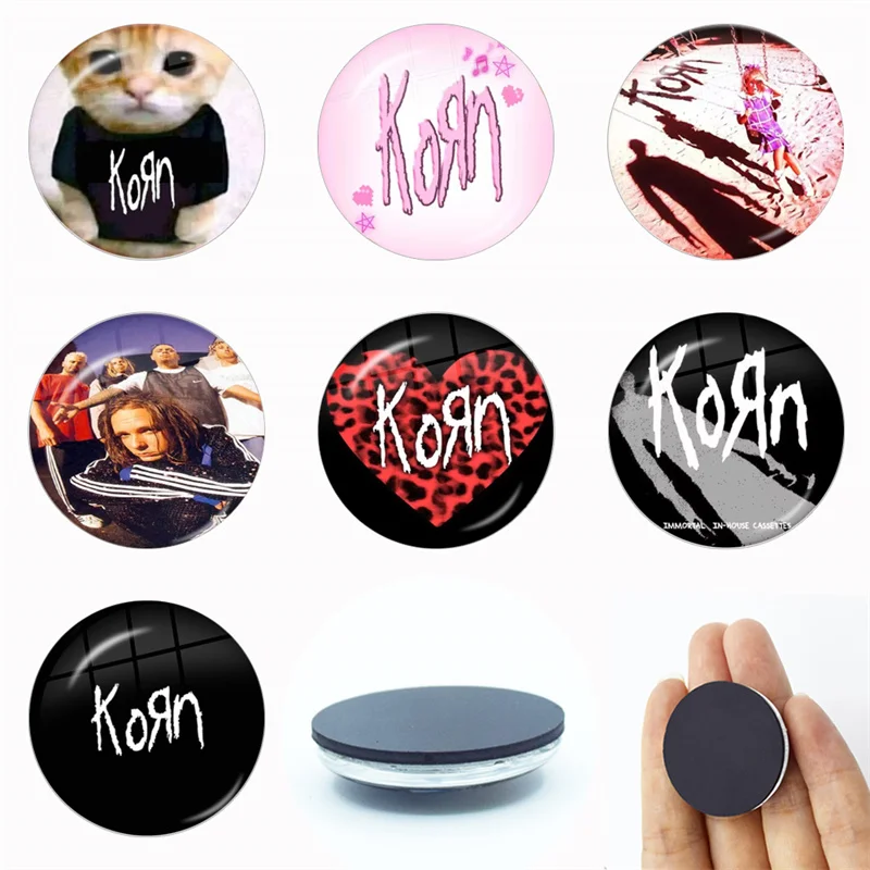 Hip Hop Korn Music Rock Band Punk Band 30MM Glass Refrigerator Magnet Glass Crystal Magnet Home Decoration