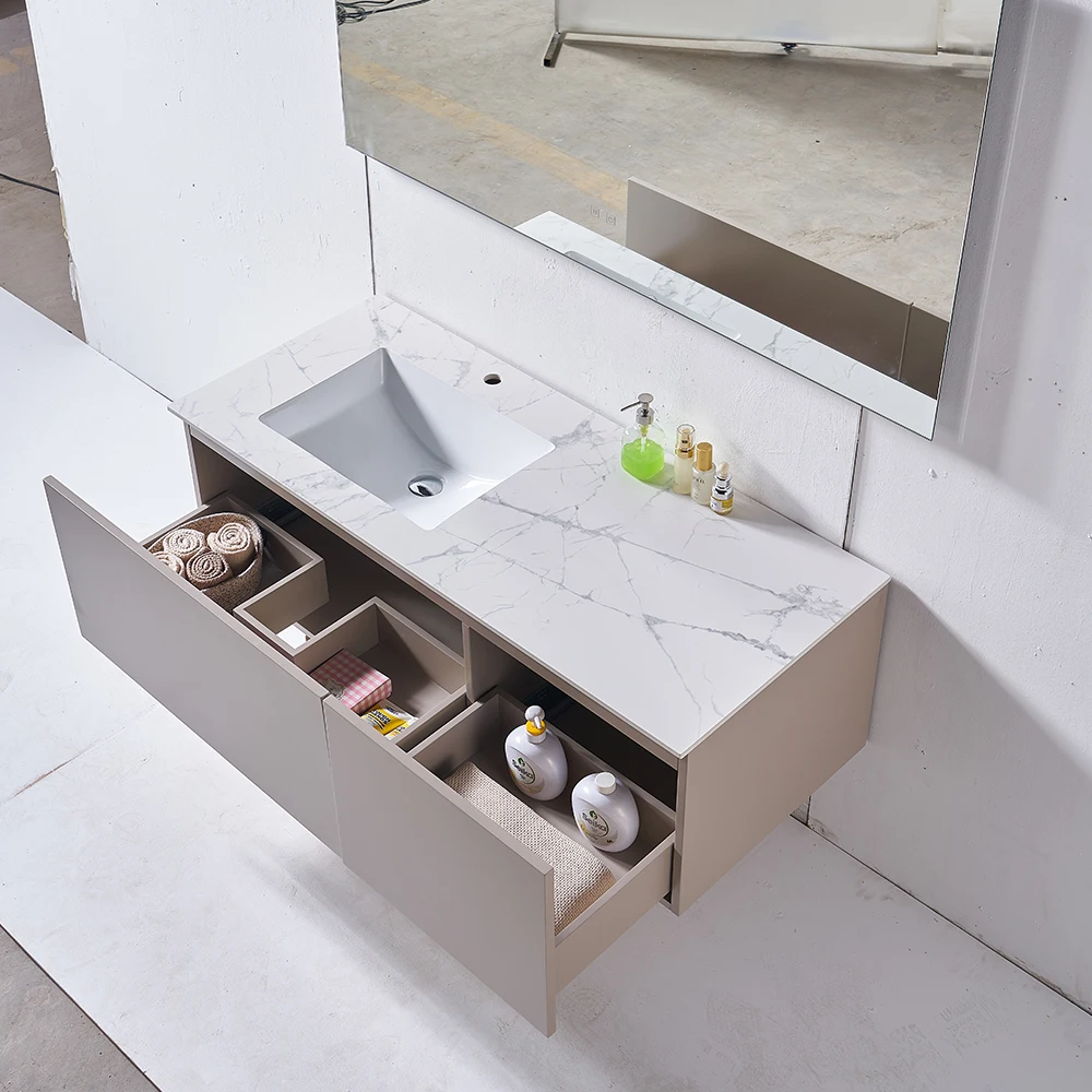 

Washbasin Steel Mirror Cabinet MDF Bathroom Vanity with Waterproof Mirror with Sink