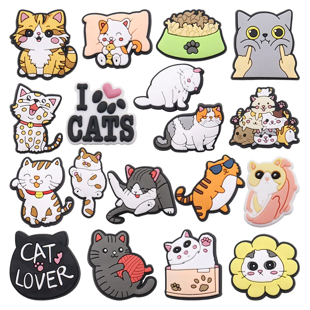 New Arrival 1pcs Love Cat Food PVC Sandals Shoe Charms Children Shoe Buckle Decorations Fit Backpack Slipper Accessories Gift