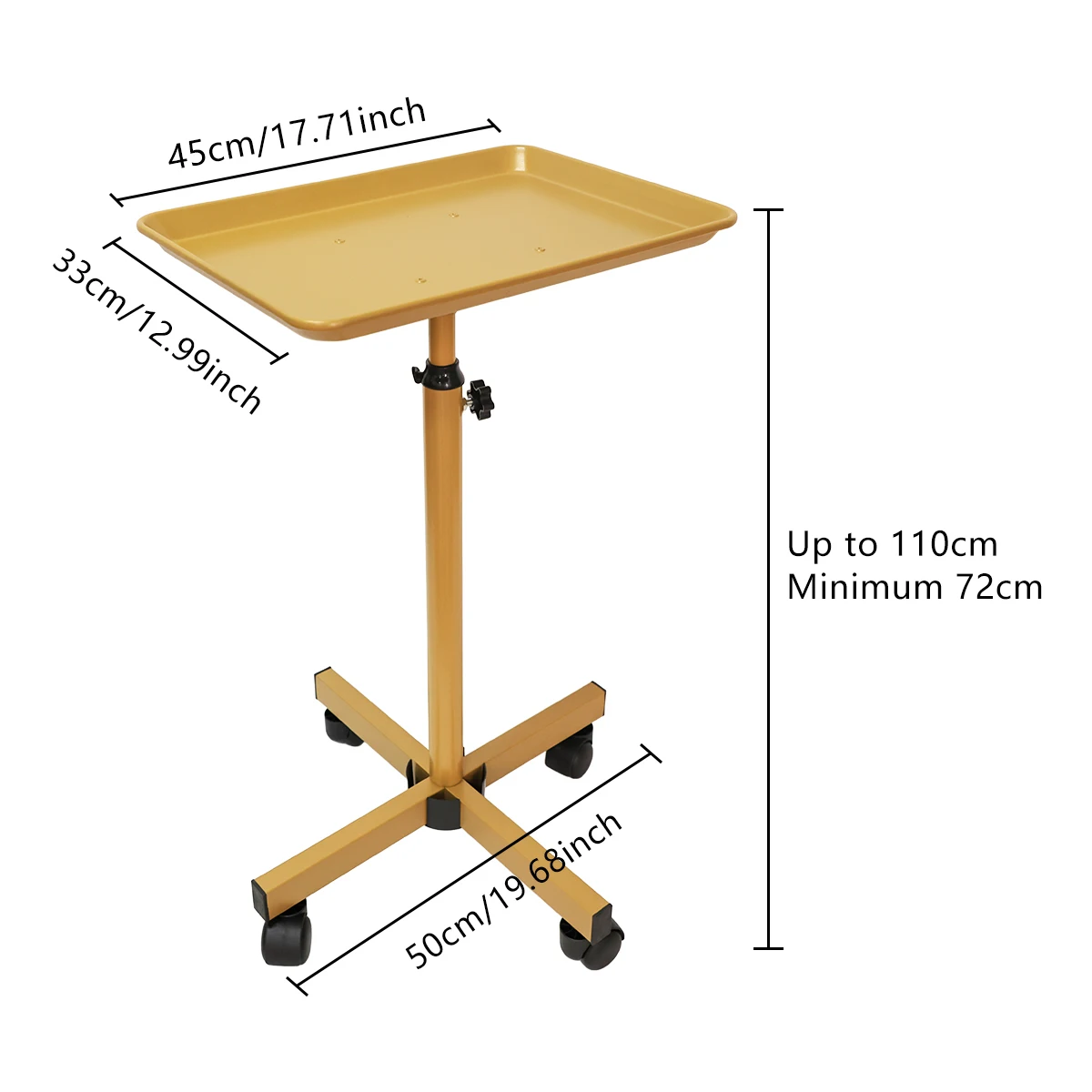 

Gold Beauty salon Rolling Tray Aluminum Trolley Cart Height Mobile Beauty Barber Spa Storage Salon Tattoo Hairstylist Tool