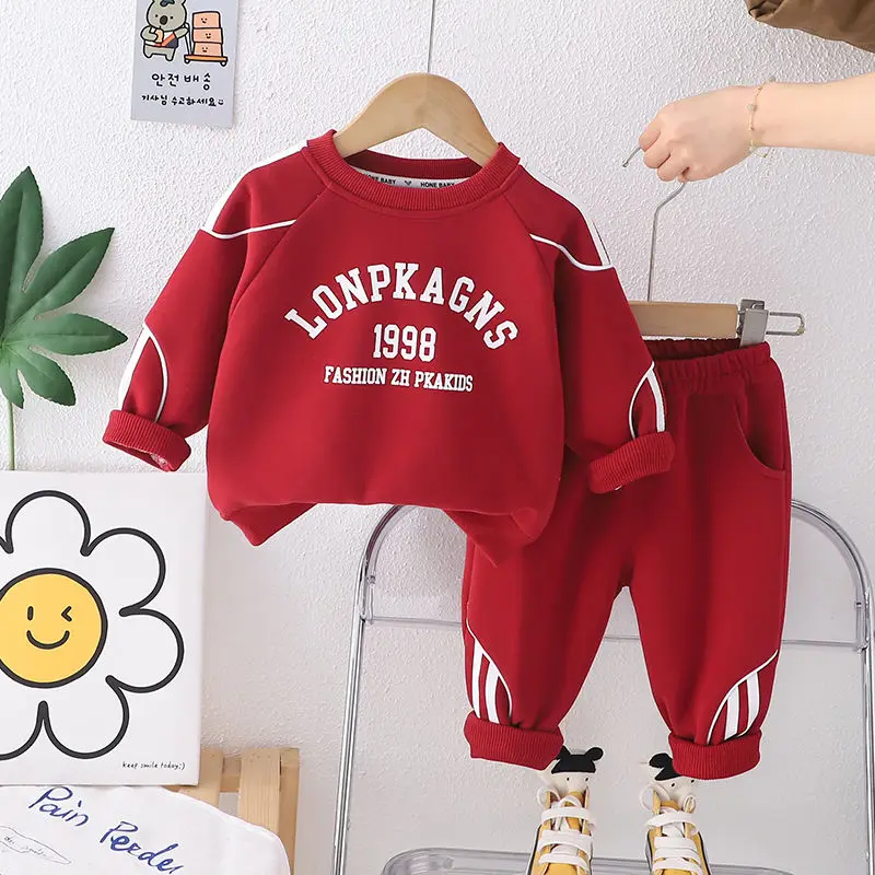 

Children's Clothing Boys Sports Suit New Style Girl Baby Handsome Long Sleeved Sweatshirt Pants Two-piece Set