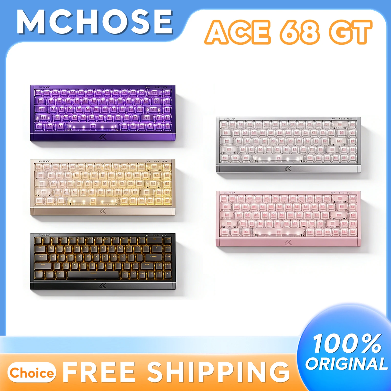 MCHOSE Ace 68 GT Magnetic Axis Full Aluminum Mechanical Keyboard Esports Gaming Keyboard For PC Valorant Gus Recommended Gamers