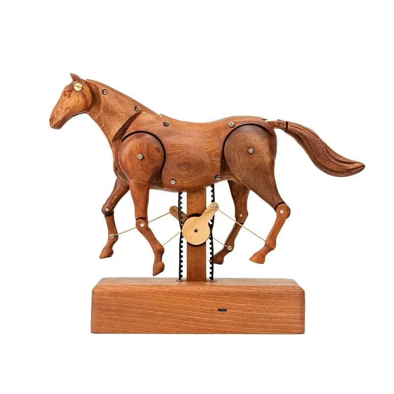 JHISEN original design wooden horse automatic mechanical sports sculpture CE RoHS certification, horse lovers Christmas gift
