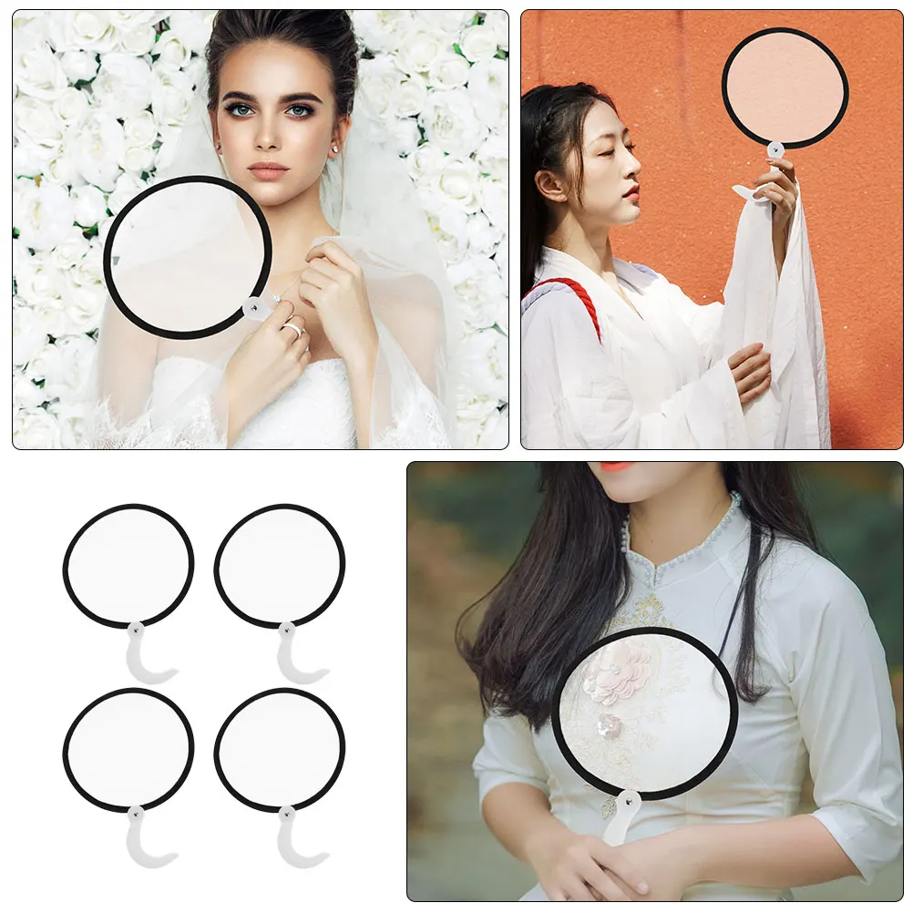 

4pcs Folding Fans Foldable Round Fan Handheld Retro Decorative Dance Party Props Wedding Home Costume Adornment Portable Mini