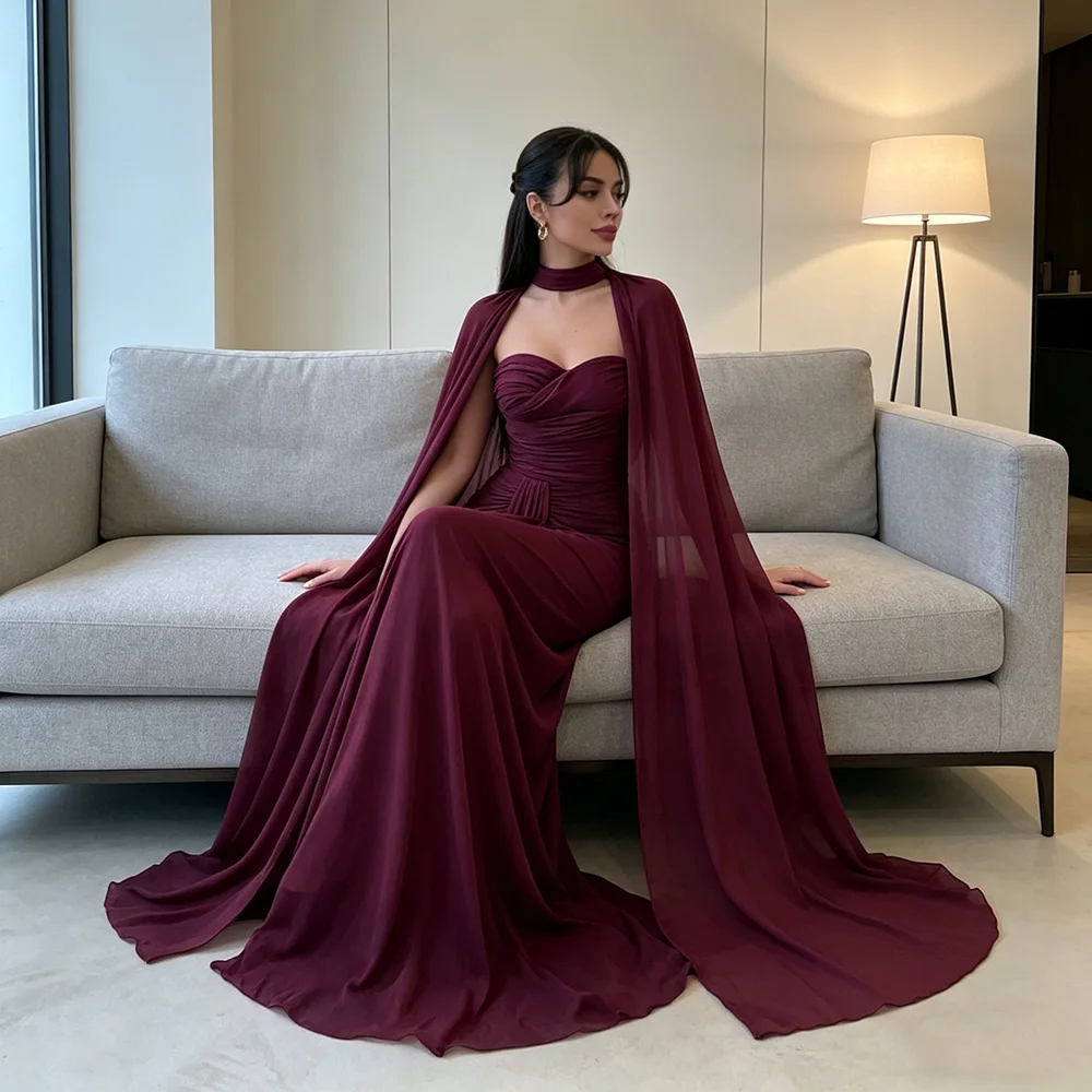 Vestido de noche morado Eightale, vestido de noche morado personalizado con pliegues hasta el suelo, vestido de fiesta de boda estilo sirena, Vestidos De Fiesta Elegantes