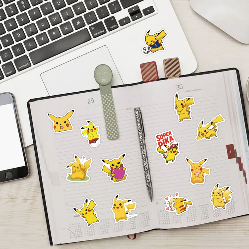 Pegatinas de Pokémon para niños, calcomanías divertidas de Pikachu para monopatín, cuaderno, bicicleta, portátil, Maleta, juguetes de grafiti,