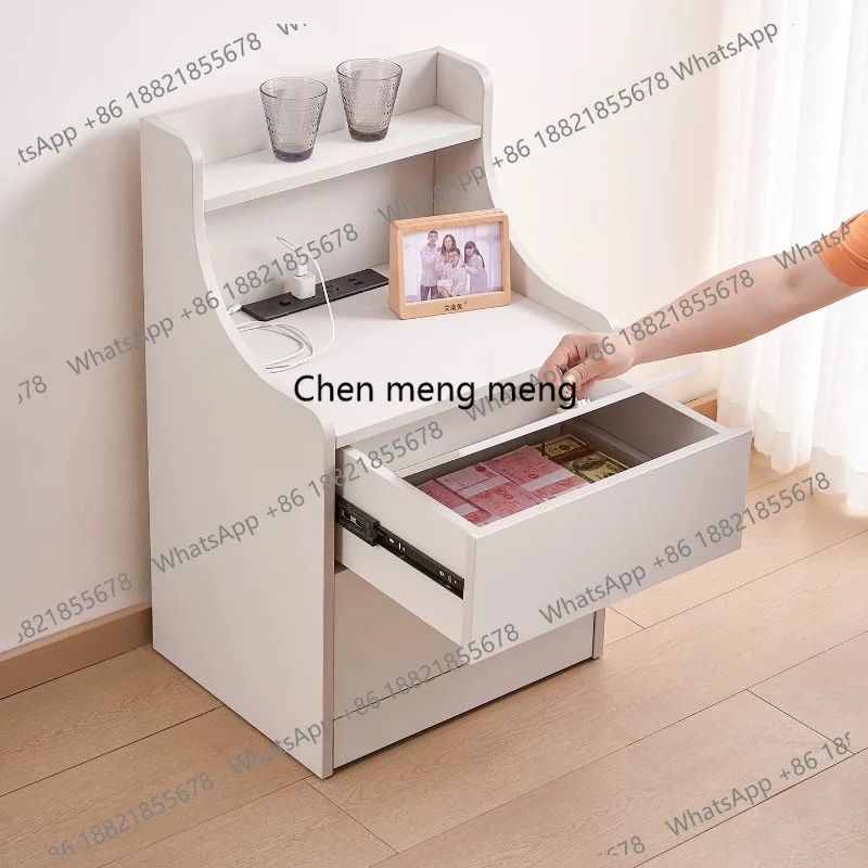 Hidden bedside table Hidden dark layer Drawer Bedroom Smart sensor light Insurance storage cabinet Key lock Furniture