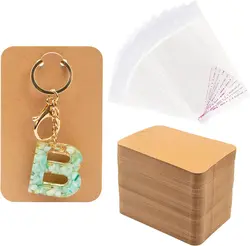 50pcs/lot Keychain Display Cards 7.5x12cm Kraft Paper Cards for diy Jewelry Key Packing Cardboard Keyrings Retail Price Tags