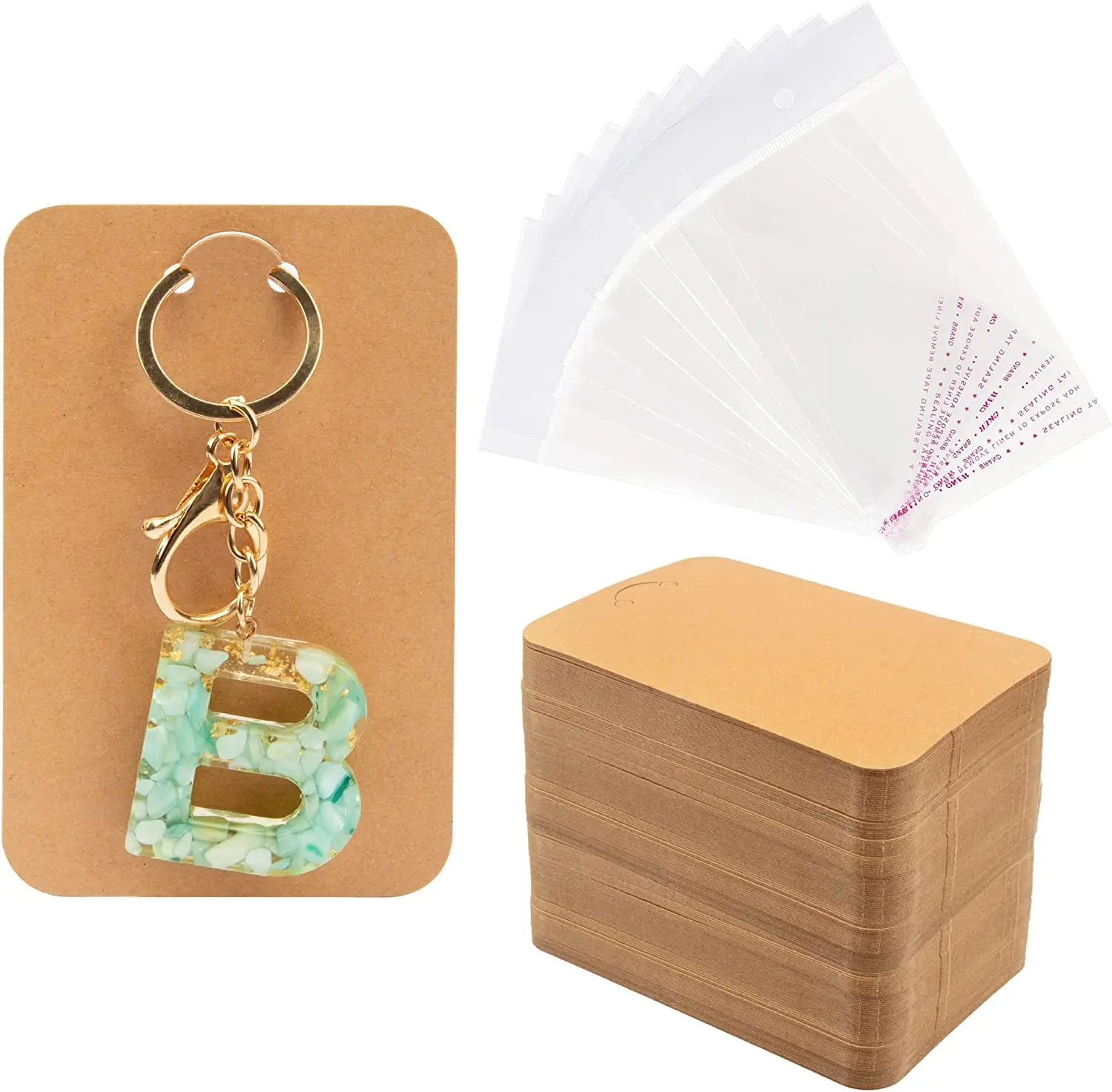 50pcs/lot Keychain Display Cards 7.5x12cm Kraft Paper Cards for diy Jewelry Key Packing Cardboard Keyrings Retail Price Tags