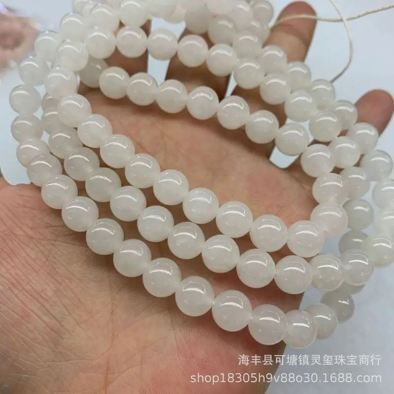 Hetian White Jade Round Necklace 108 Buddha Beads Bottom Multi-Loop Bracelet Accessories Loose Bead Jewelry