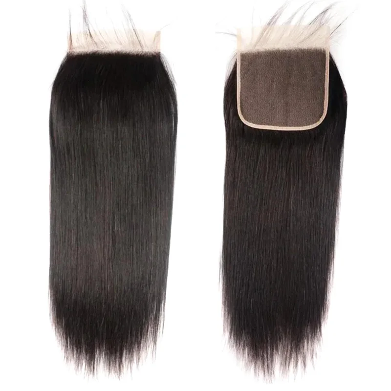 4X4 Kant Sluiting Steil Haar 100% Echte Braziliaanse Menselijk Haar Natuurlijke Kleur Remy Haar Zwitserse Kant 10-20 Inch Hoge Kwaliteit