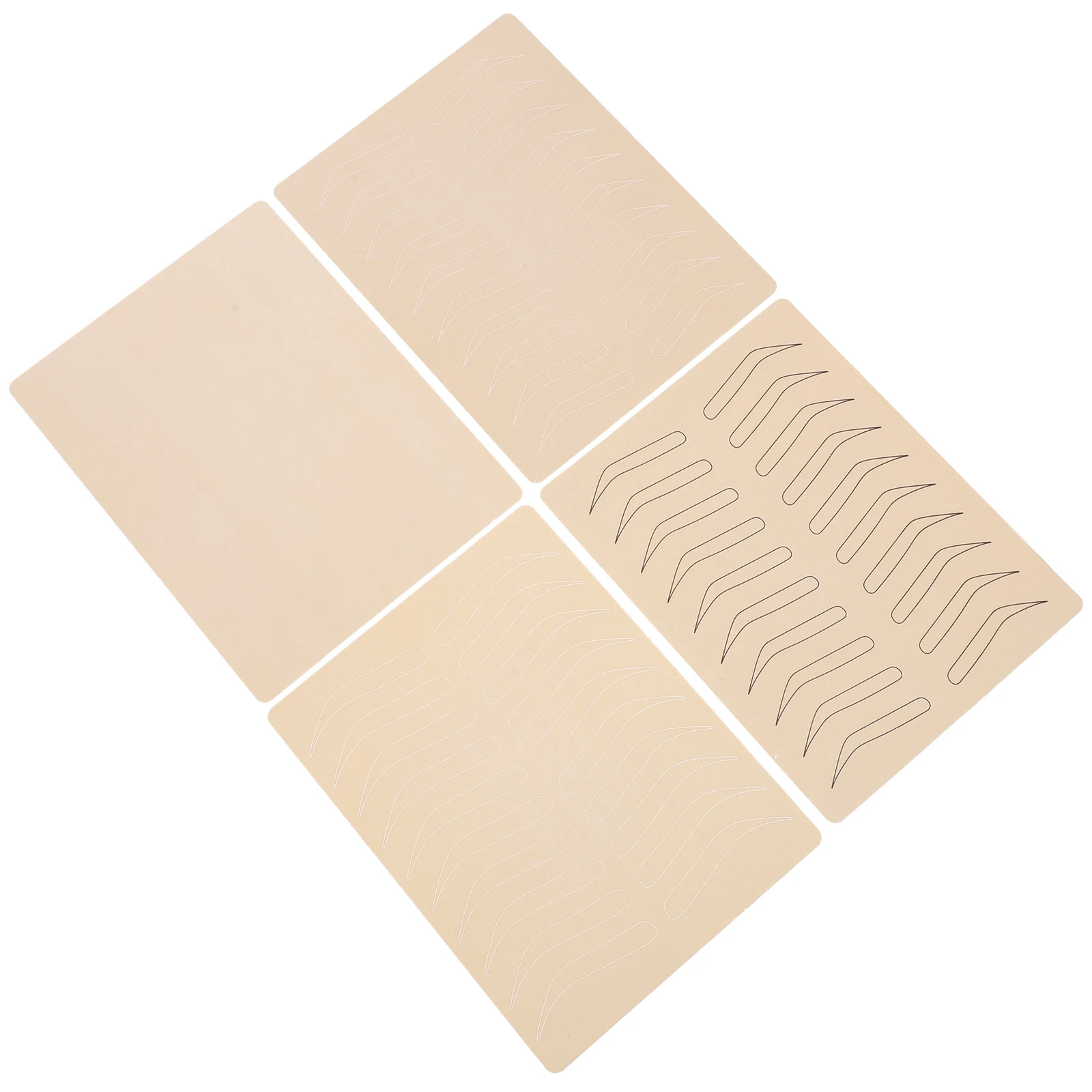 

4 Sheets Synthetic Tattoo Practice Skin Flexible Realistic Feel Blank Pads for Brow Pigment Eyebrow Training Art