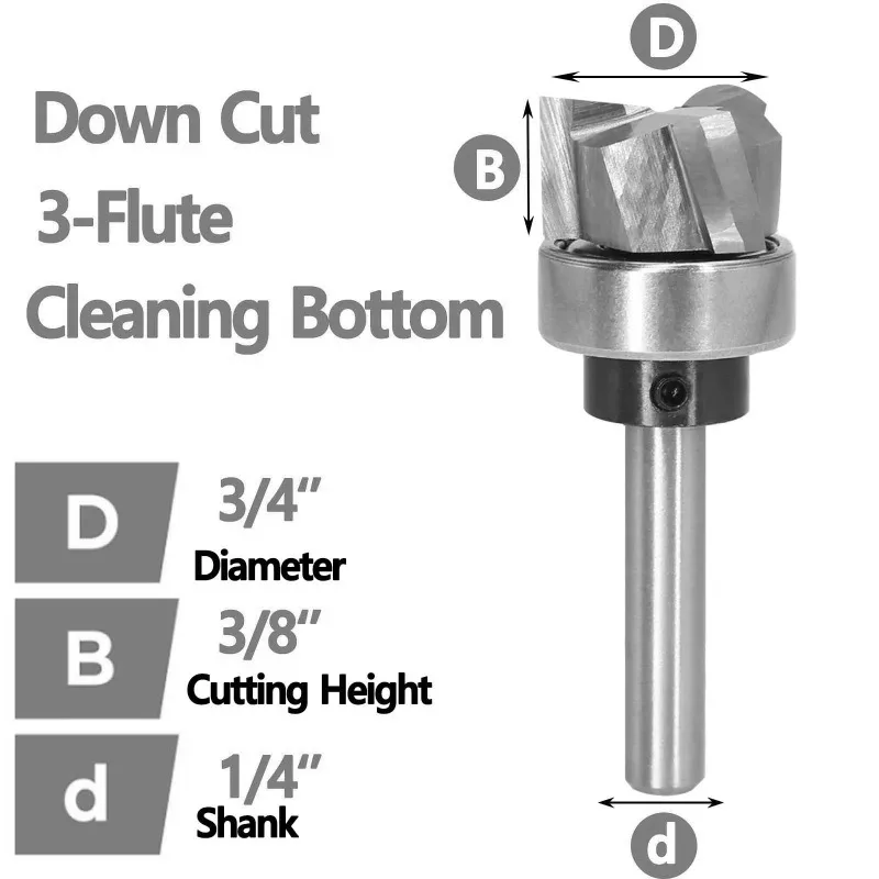1/4" 1/2" Schaft Top Lager Ultra-Performance Kompression Flush Trim Vollhartmetall CNC Router Bit -