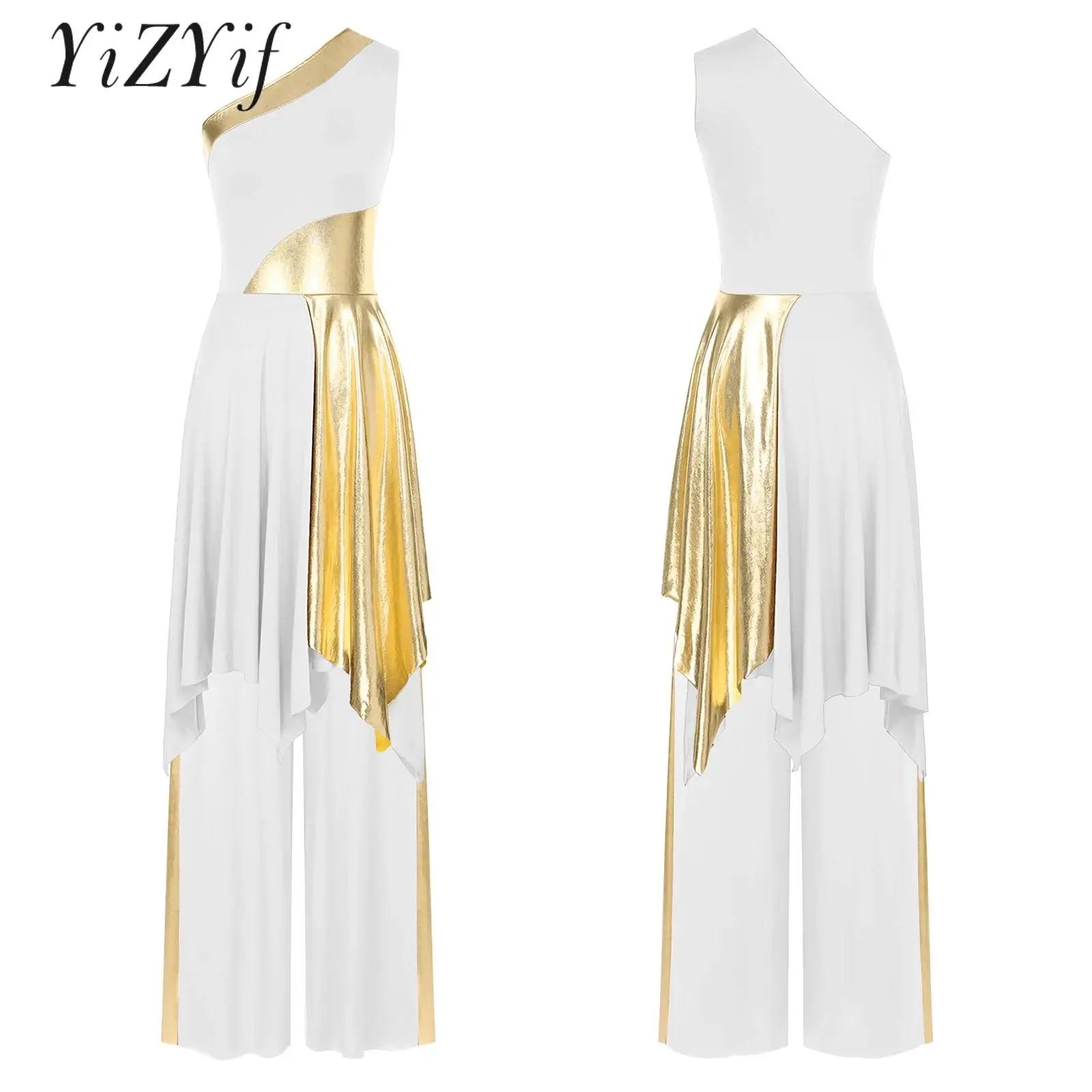 

Women‘s Worship Praise Dance Gown 2pcs Dancing Outfits Lyrical Modern Liturgical Classical Dance Show Costume Dress with Pants