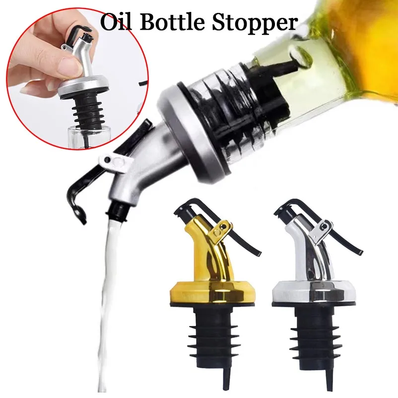 

New Food Grade Oil Bottle Stopper Rubber Lock Plug Seal Leak-proof Plastic Nozzle Sprayer Liquor Dispenser Wine Pourer Gadgets