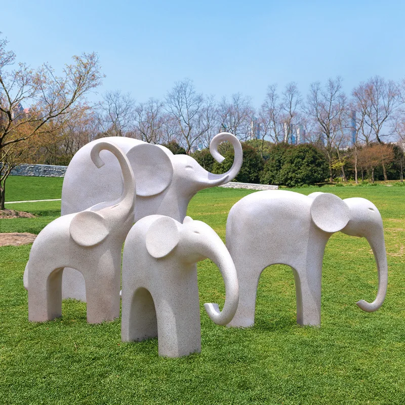 الحديثة مجردة الفيل FRP النحت مركز تسوق Meichen الديكور في الهواء الطلق حديقة المناظر الطبيعية المجتمع #3