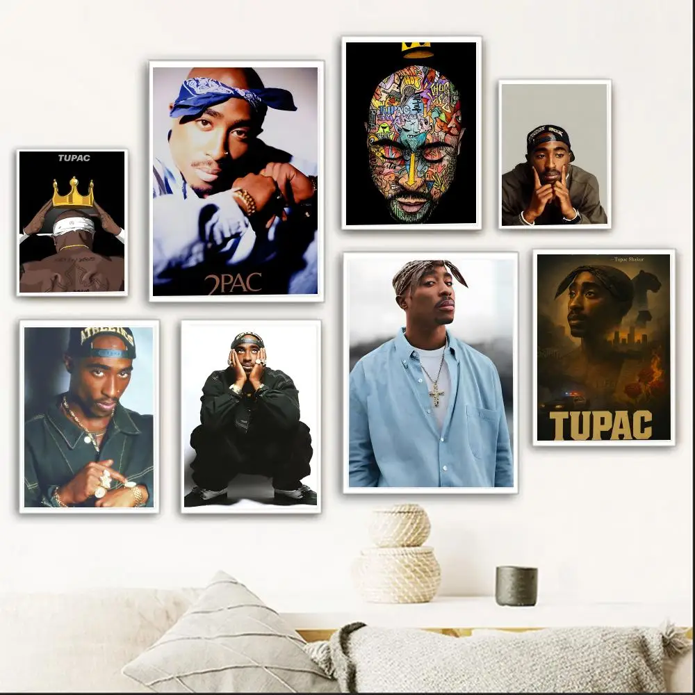Affiche Moderne et Élégante 2-2Pacs Influential T-Tupac S-Shakur, Art Rétro pour Décoration de Salon, Bar, Promotionnelle