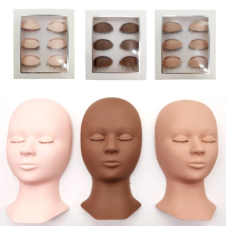 3 Layers Lashes Training Mannequin Head Doll Face Head for Practice Grafting Lash Makeup Tool Lash Extension Training Model Head