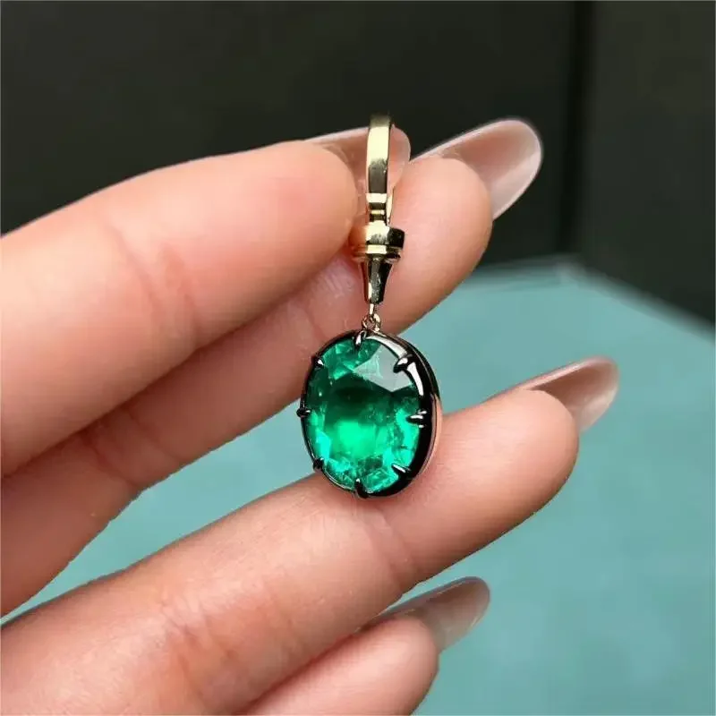 Pirmiana Customized 14k Yellow Gold 5.88ct Lab Grown Emerald Pendant for Women Party Gift