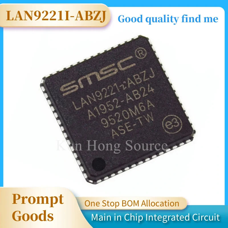 Controlador Ethernet Chip IC, Brand New, Original, LAN9221I-ABZJ, QFN-56, LAN9221I