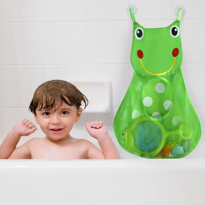 Duck Frog Bath Toys Storage Hanging Bags Baby Shower Powerful Suction Cup Storage Hanging Bag Portable Drainage Mesh Bags Supply image 5