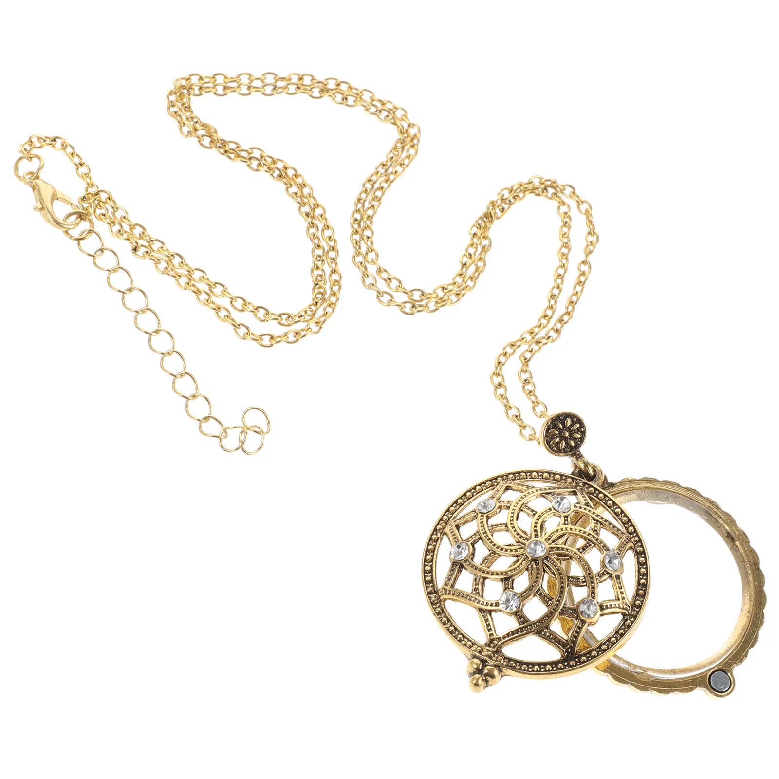 Chic Retro Magnifying Glass Necklace for Women Magnifier Pendant with Functional Lens Reading Craft Inspection Party Wedding