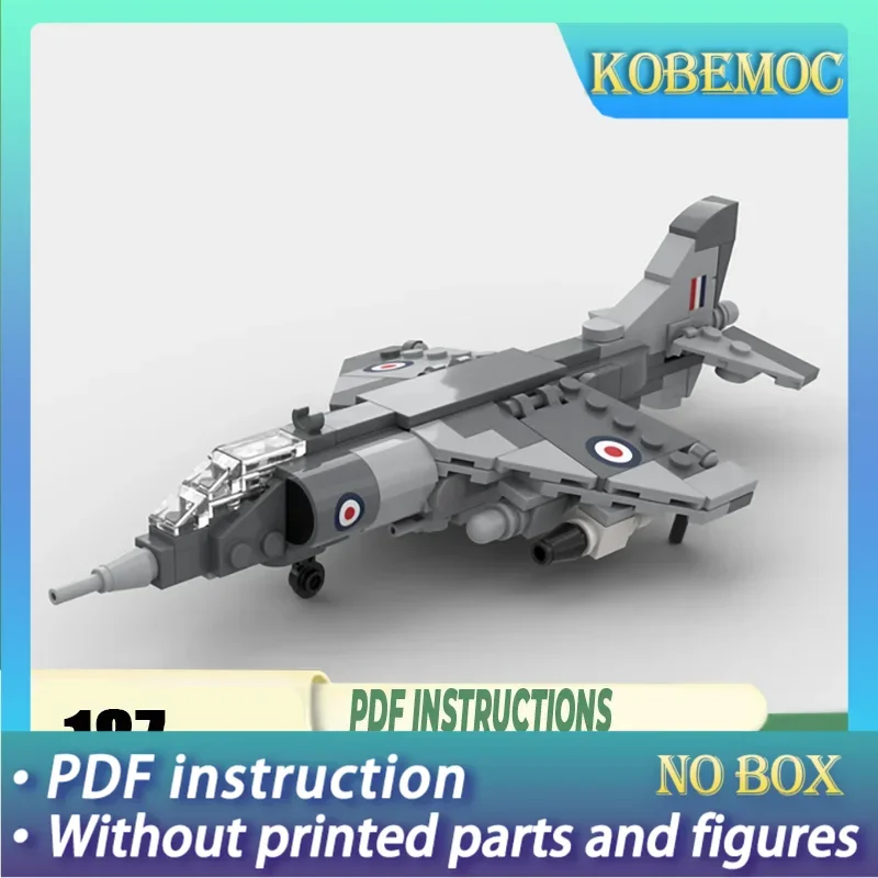 

Military Series Moc Building Blocks 1:72 Scale Harrier GR.1 Model Technology Aircraft Bricks DIY Assembly Fighter Toys For Kids