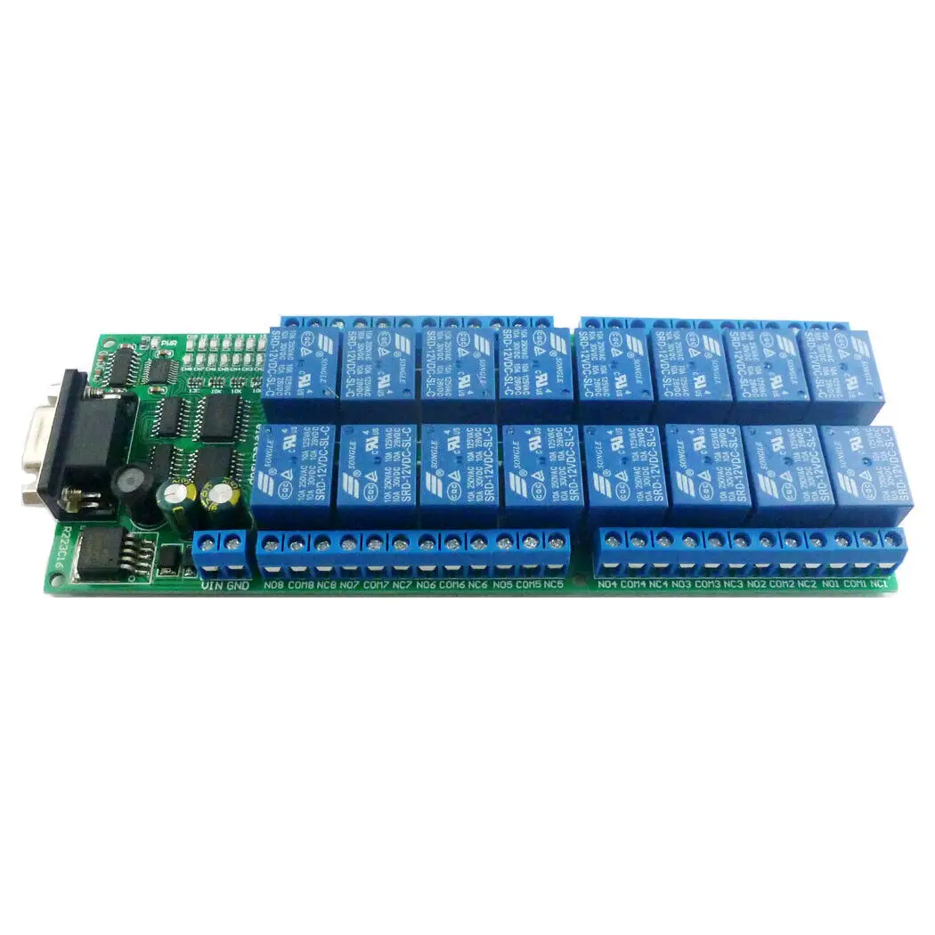 UART LED Motor DB9 Relay UART RS232 16ch 12V  Serial Port  Smart Switch Controller