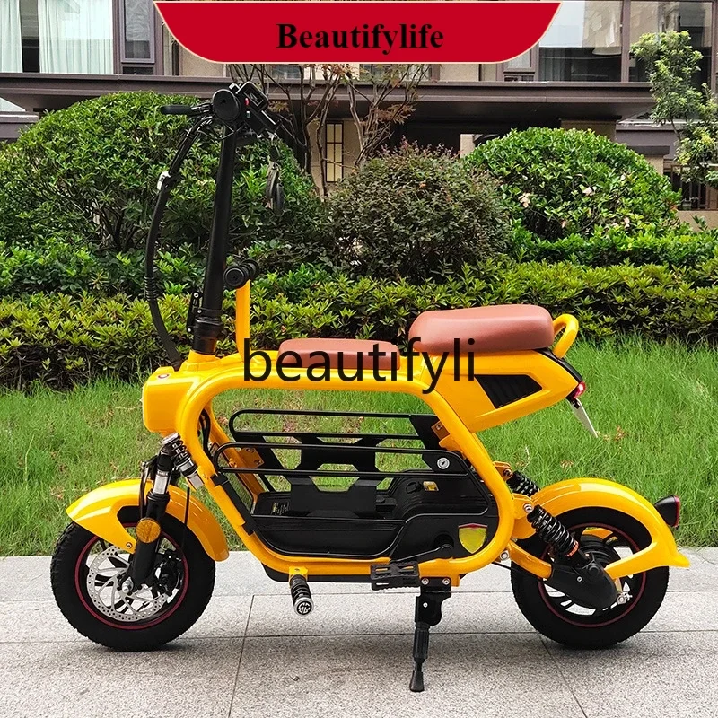 

E132 Parent-child electric car folding mini scooter can bring pets dog walking cart