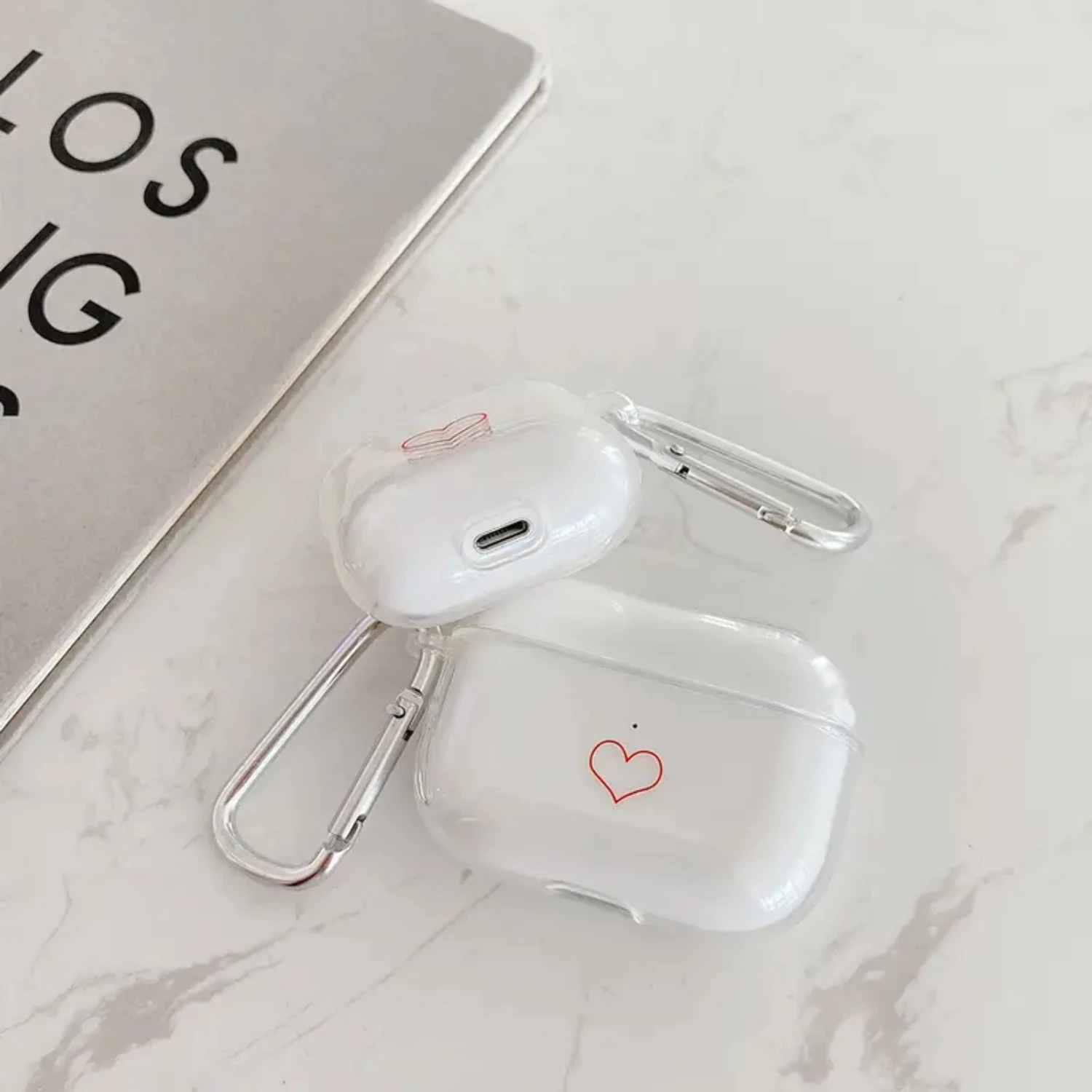 Transparent Red Love Earphone Case For AirPods 1/2/Pro/3