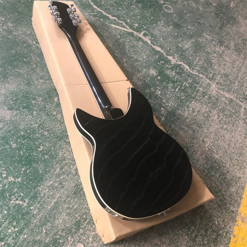 Nueva guitarra eléctrica 360 negra de 12 cuerdas, venta al por mayor y al por menor.