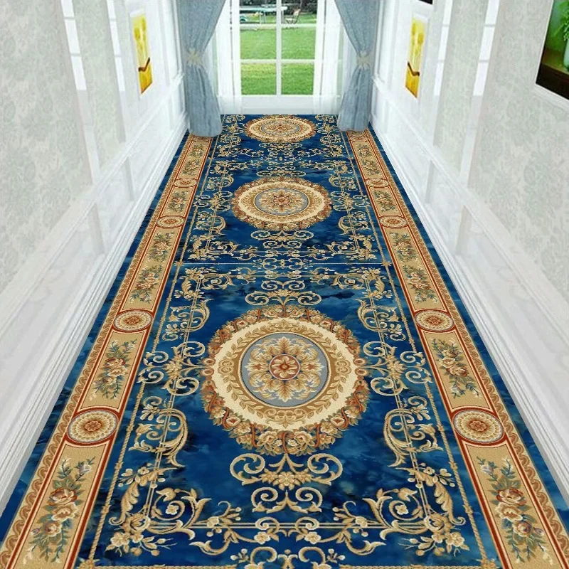 

Blue Carpet For Hallway Wedding Long Aisle Rug Stairway Mat Home Hotel Corridor Carpet Living Room Decoration Kitchen Floor Mat