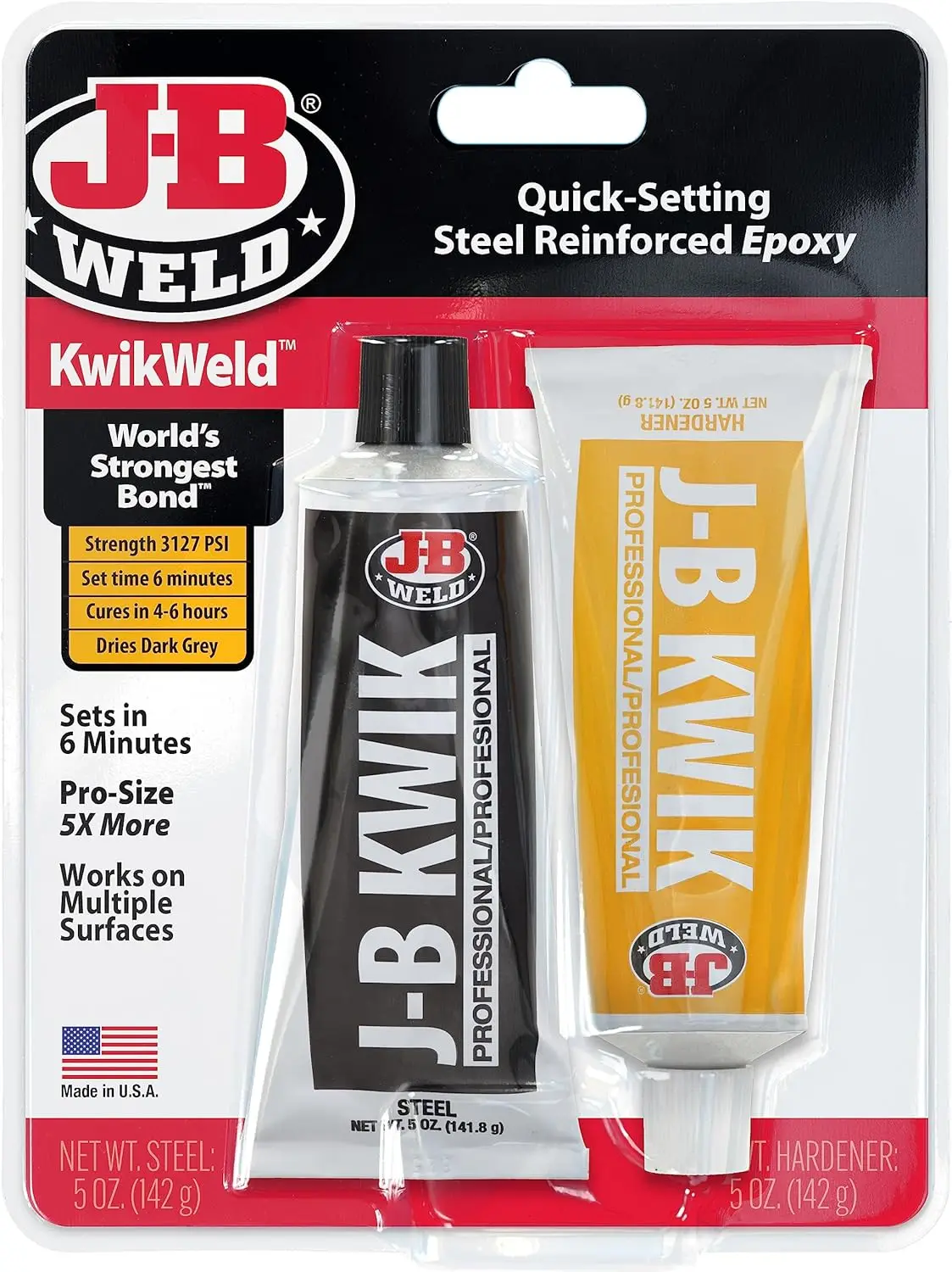 

Steel Reinforced Epoxy Twin Pack for Metal, Plastic, Wood Repairs - Fast Setting 10 oz