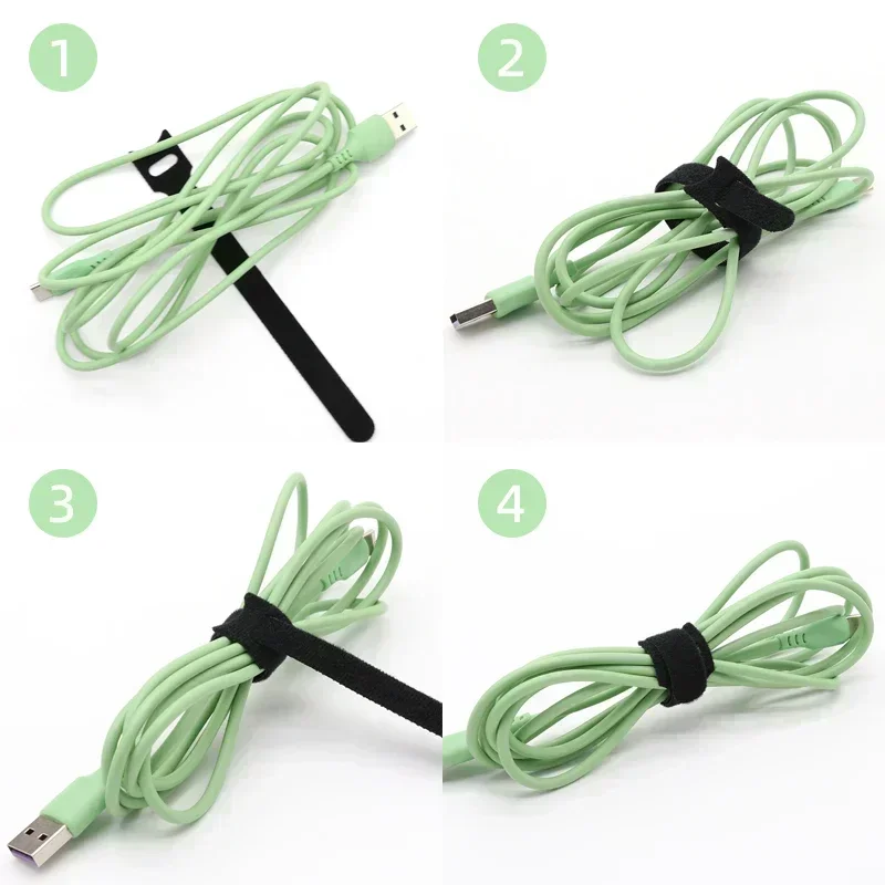 Black Reusable Fastening Cable Ties Mouse Phone Accessories Wire Management Releasable Nylon Cable Loop Hoop Straps T-type Tie