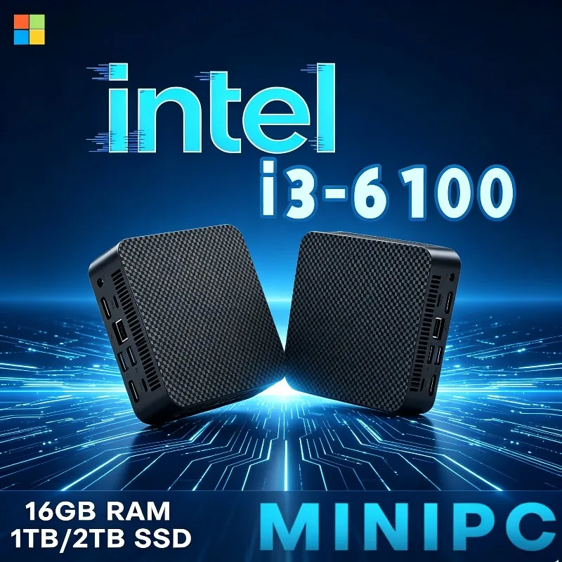Mini PC Intel Core i3-6100 2026, Computadora Portátil Pequeña de Bolsillo, 16GB RAM, 1TB SSD, WiFi 6, BT5.2, PC de Escritorio para Juegos