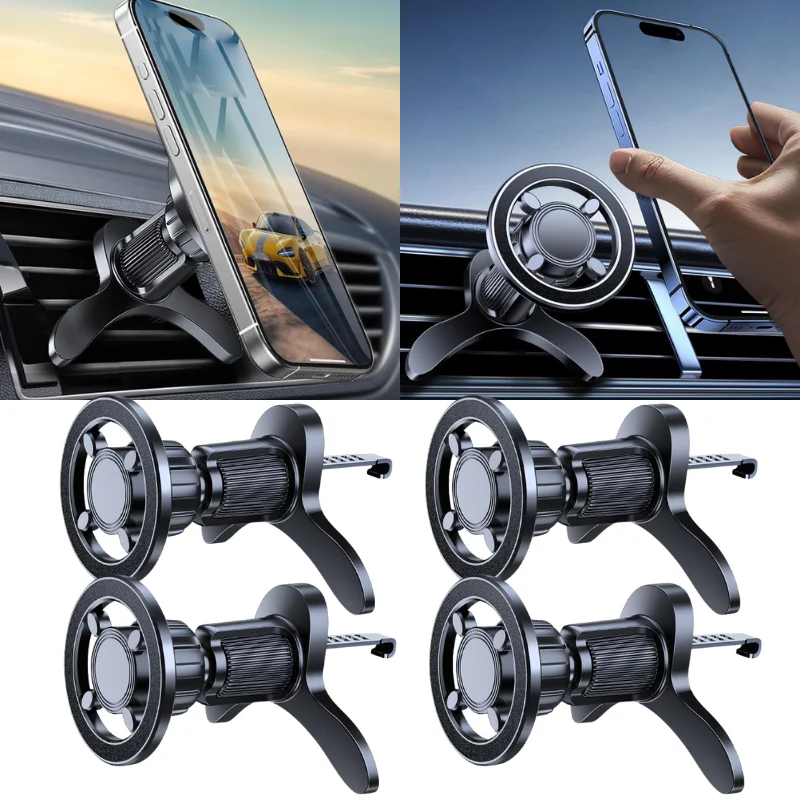 NOVO 360 °   Suporte Magnético para Celular com Rotação para Saída de Ar do Carro, Suporte Veicular para GPS e Celular, Fácil Instalação