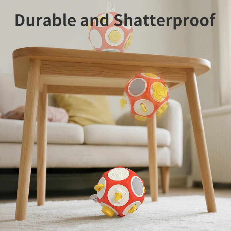 12 Sides Busy Activity Ball Montessori Sensory Fidget Toy, Multi Switch Gear Anti-drop Toy for Infant Fine Motor Training view 5