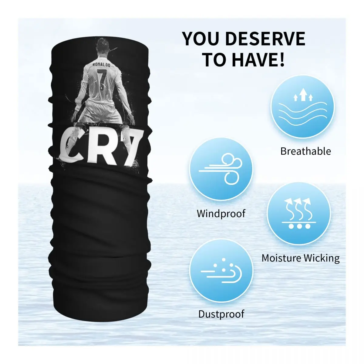 CR7 Cristiano Ronaldo Bandana Neck Cover Printed Wrap Scarf Warm FaceMask Hiking Fishing Unisex Adult Winter