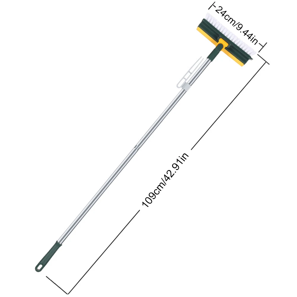 فرشاة تنظيف الأرضيات 3 في 1 مع شعيرات بزاوية قائمة ومكشطة بمقبض طويل وفرشاة تنظيف الدش لأرضية بلاط حوض الحمام #6