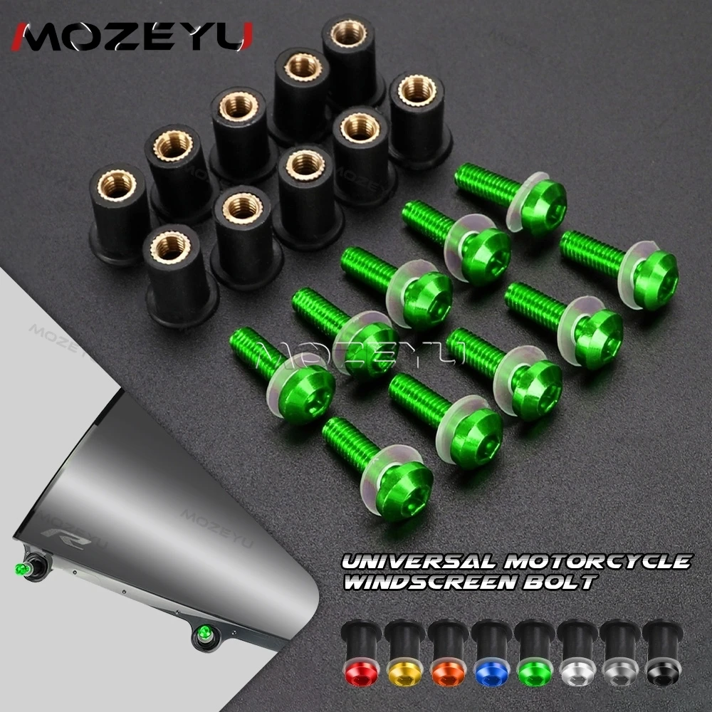 

10PCS Windshield Screw Rubber Nuts Fairing Bolts Kit For Kawasaki Z1000 SX Z125 Z300 Z400 Z650 Z750 Z800 Z900 Z1000 ZX10R ZX12R