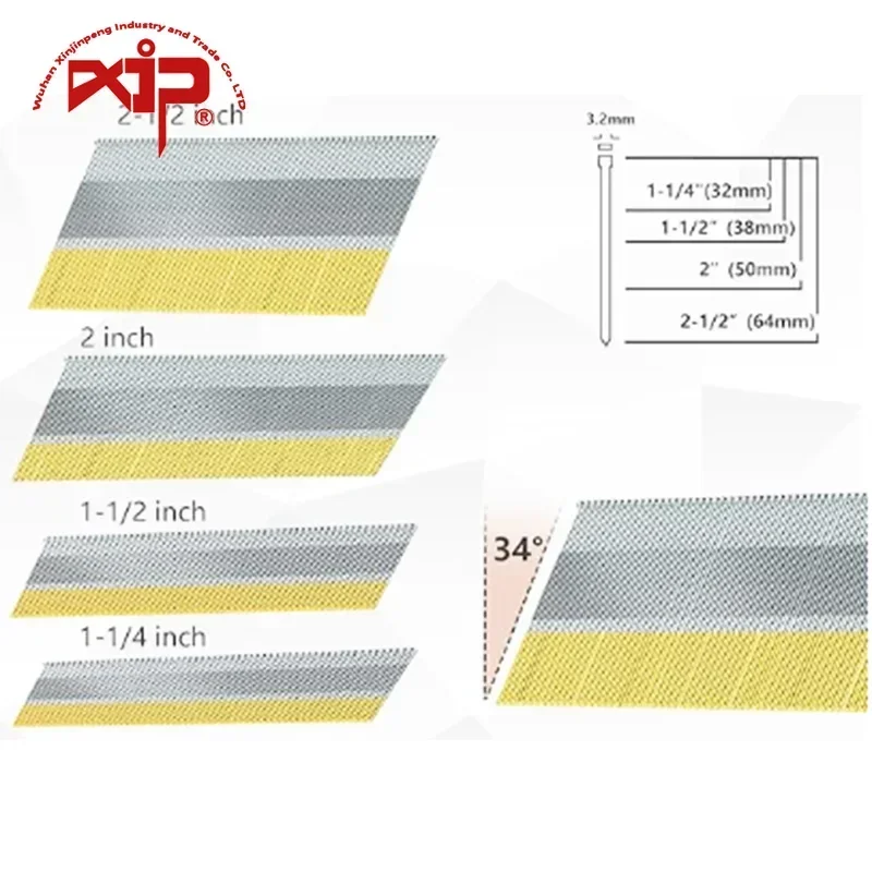 Upholstery Nails 15 Gauge 34 Degree Collated Angled Brad Finishing Nails Electro Galvanized for Installing and Moldings