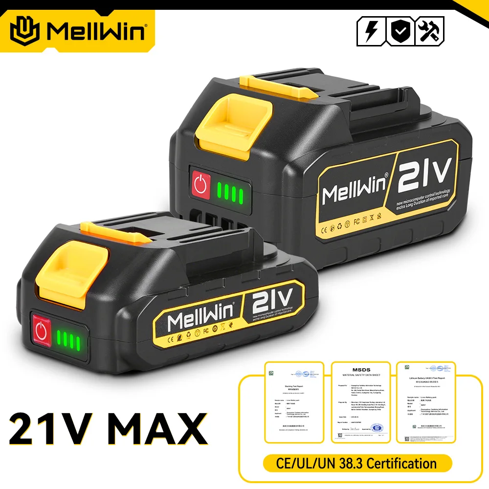 MELLWIN 7500mAh/15000mAh wiederaufladbarer Lithium-Ionen-Akku mit Batterieanzeige für Makita 18V Akku-Pin