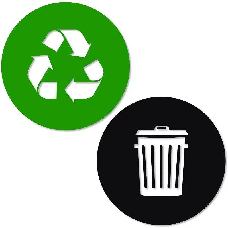 Recycle and Trash Sticker Vinyl Modern Logo Symbol to Organize Trash cans or Garbage containers and Walls Small Green 10cm*10cm