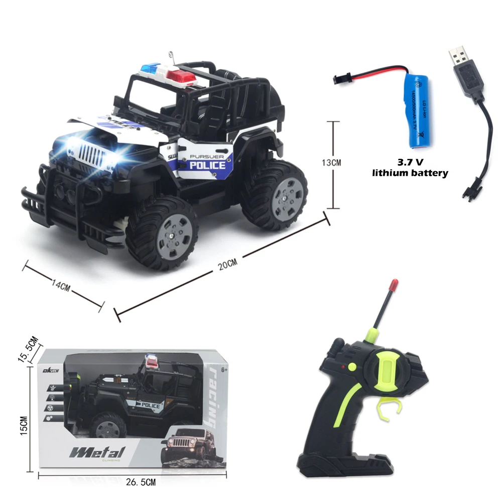 Samochody RC Czterokierunkowy bezprzewodowy pilot zdalnego sterowania Wspinaczka Off-Road Samochód policyjny Może otworzyć drzwi Symulacja Mini Model Pojazdu Zabawki