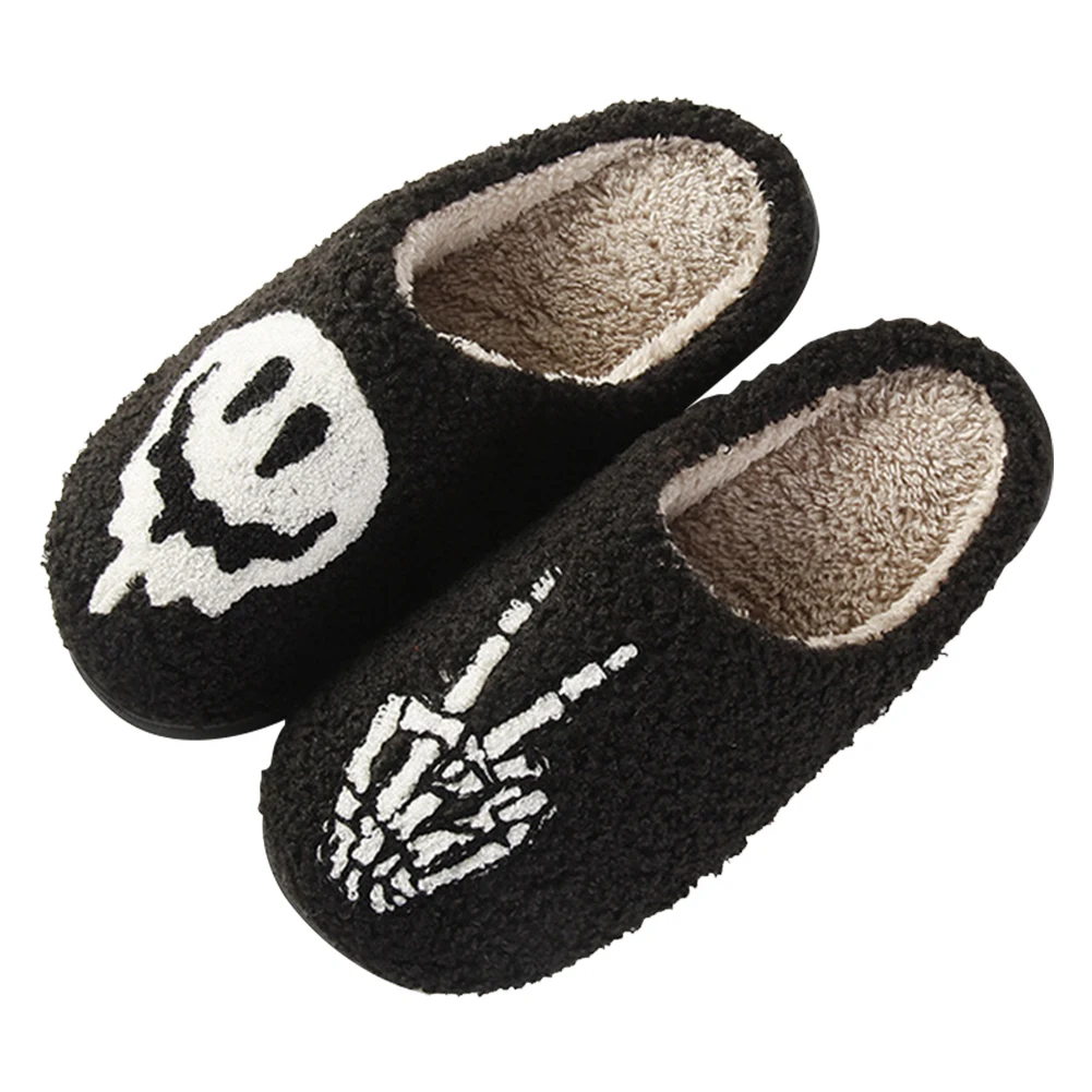 Halloween Skeleton Finger Slippers Soft Furry Slippers Comfortable Furry Skull Finger Slippers Non-Slip for Autumn Winter