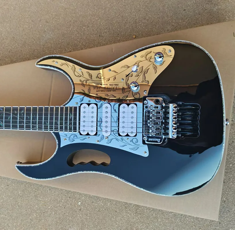 In stock， factory Customized Electric Guitar Fingerboard Mosaic, Lock Nut, Flower Design, floyd rose vidrato bridge，Fast deliver